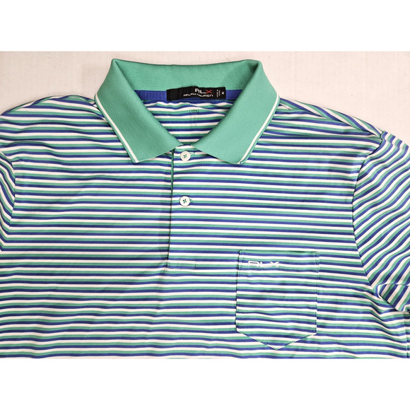 Ralph Lauren RLX Polo Shirt Men's Size Medium Multicolor Striped Short Sleeve - Picture 8 of 8